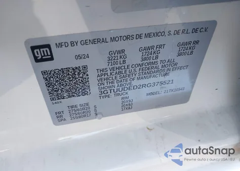 2024 GMC Sierra 1500 4Wd Short Box Slt from USA, damaged, VIN 3GTUUDED2RG375521